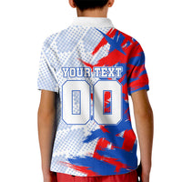 Personalized England Football Kid Polo Shirt Fierce Lion Mascot Abstract Brush Stroke