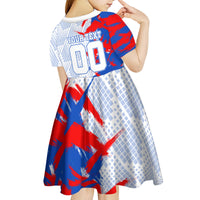 Personalized England Football Kid Short Sleeve Dress Fierce Lion Mascot Abstract Brush Stroke