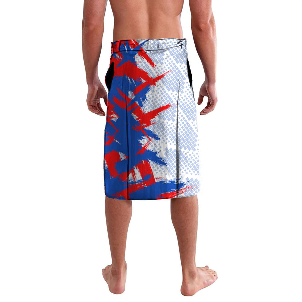 Personalized England Football Lavalava Fierce Lion Mascot Abstract Brush Stroke