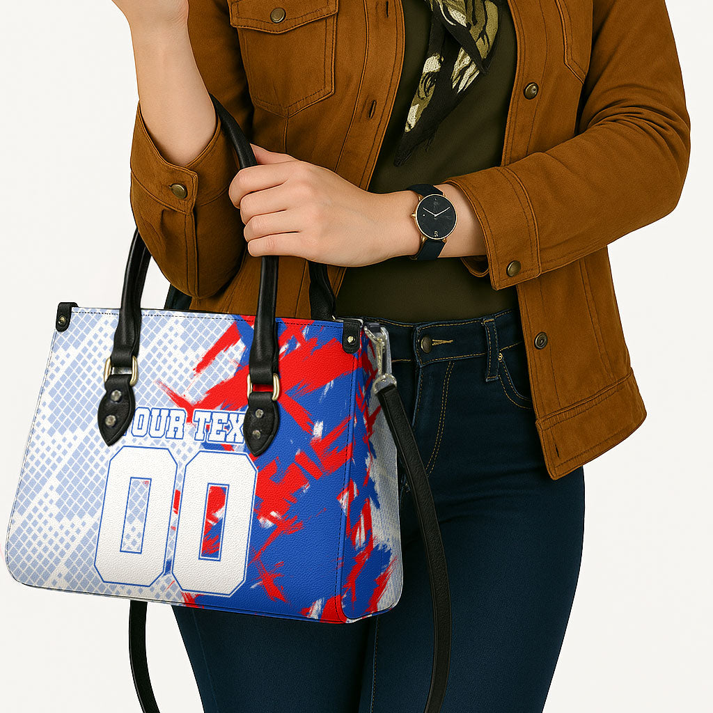 Personalized England Football Leather Bag Fierce Lion Mascot Abstract Brush Stroke
