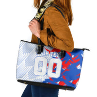 Personalized England Football Leather Tote Bag Fierce Lion Mascot Abstract Brush Stroke