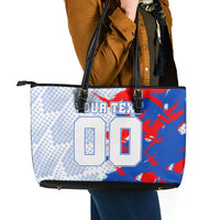 Personalized England Football Leather Tote Bag Fierce Lion Mascot Abstract Brush Stroke