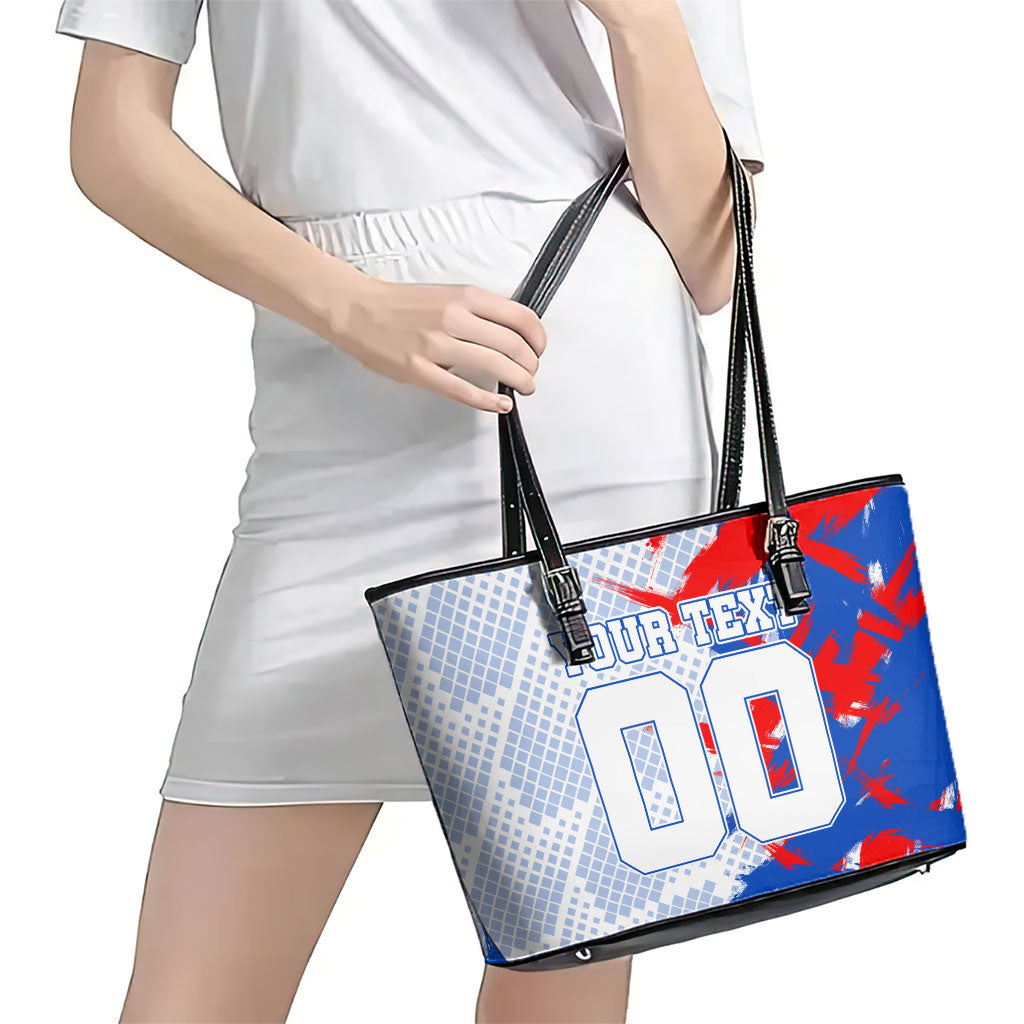 Personalized England Football Leather Tote Bag Fierce Lion Mascot Abstract Brush Stroke