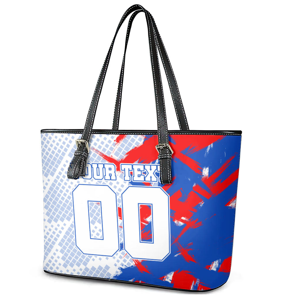 Personalized England Football Leather Tote Bag Fierce Lion Mascot Abstract Brush Stroke