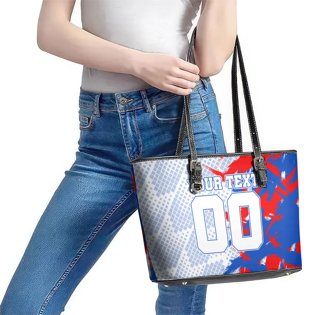 Personalized England Football Leather Tote Bag Fierce Lion Mascot Abstract Brush Stroke