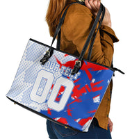 Personalized England Football Leather Tote Bag Fierce Lion Mascot Abstract Brush Stroke
