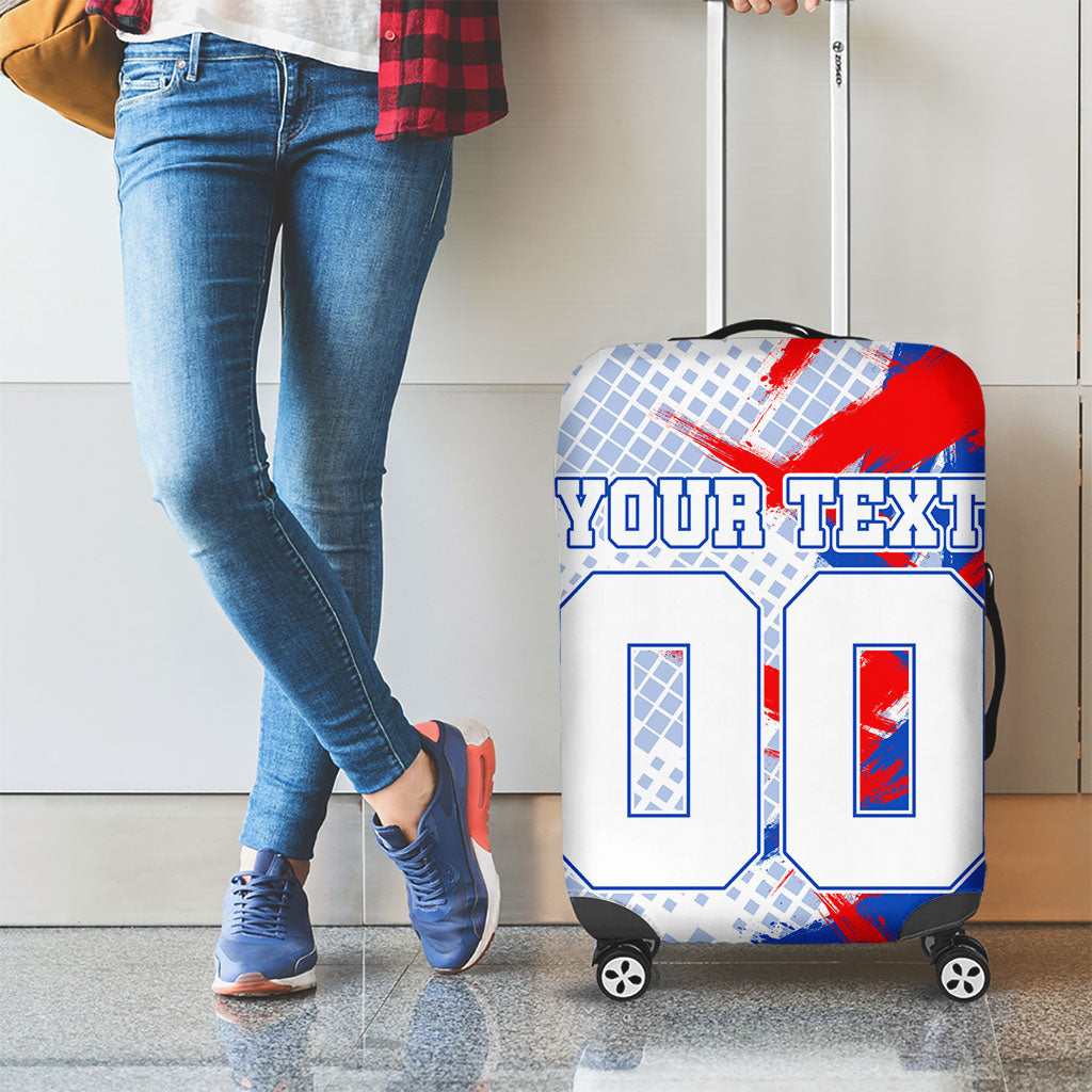 Personalized England Football Luggage Cover Fierce Lion Mascot Abstract Brush Stroke