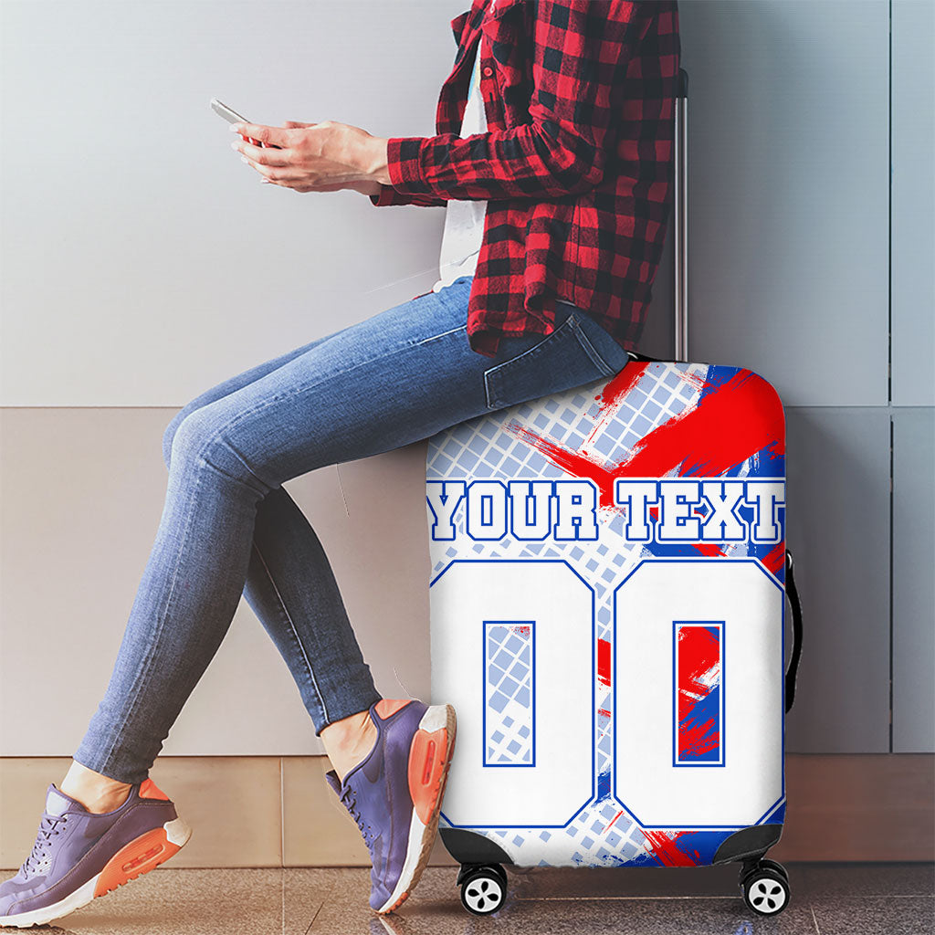 Personalized England Football Luggage Cover Fierce Lion Mascot Abstract Brush Stroke