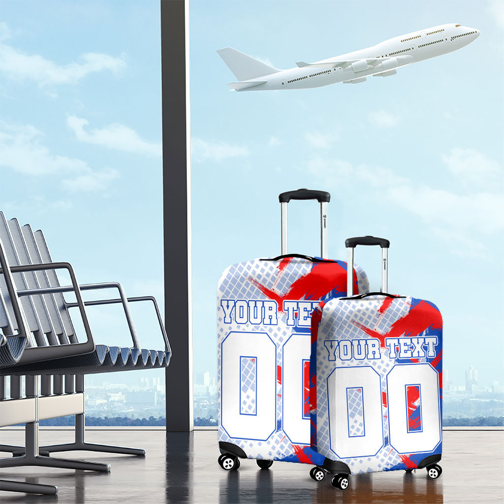 Personalized England Football Luggage Cover Fierce Lion Mascot Abstract Brush Stroke
