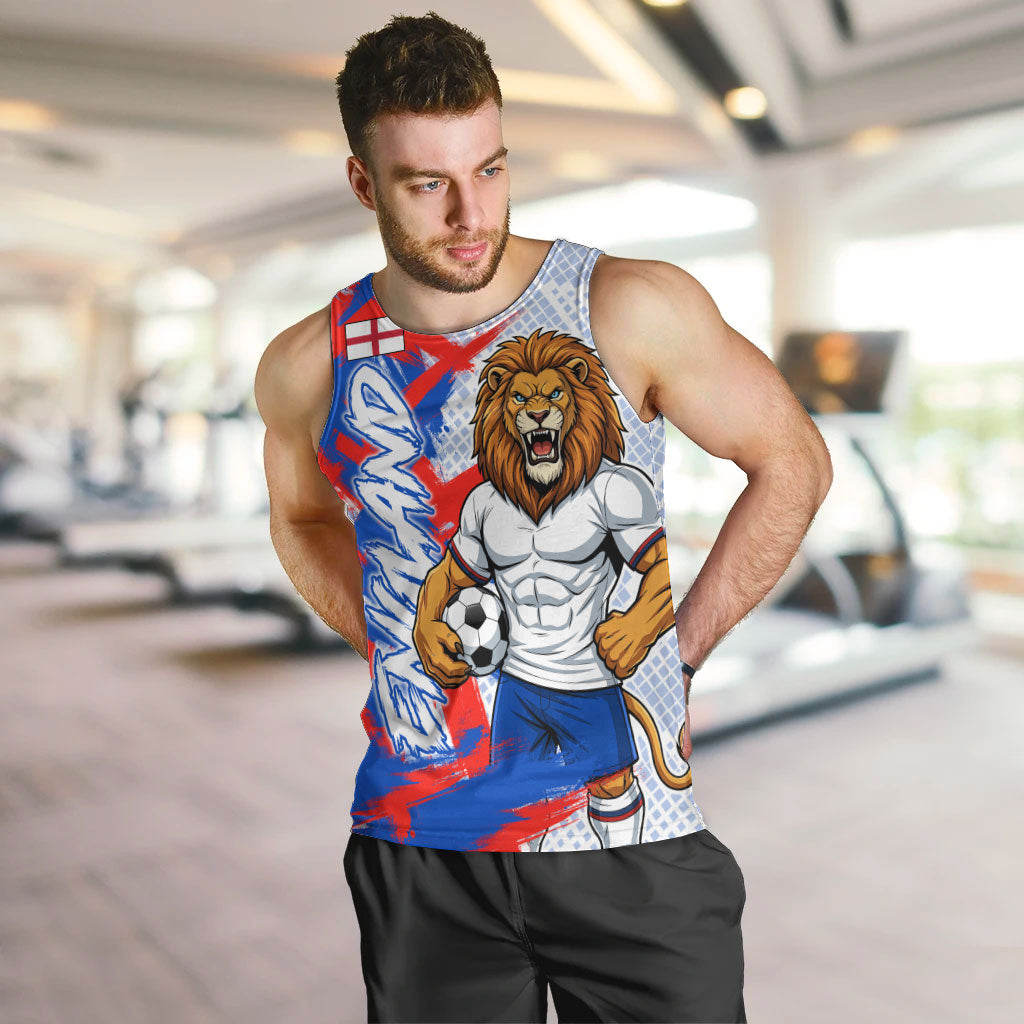 Personalized England Football Men Tank Top Fierce Lion Mascot Abstract Brush Stroke