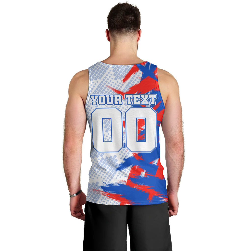 Personalized England Football Men Tank Top Fierce Lion Mascot Abstract Brush Stroke