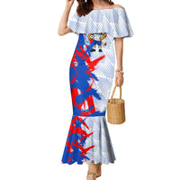 Personalized England Football Mermaid Dress Fierce Lion Mascot Abstract Brush Stroke
