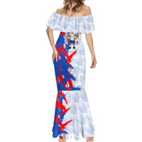 Personalized England Football Mermaid Dress Fierce Lion Mascot Abstract Brush Stroke