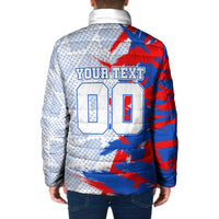 Personalized England Football Padded Jacket Fierce Lion Mascot Abstract Brush Stroke