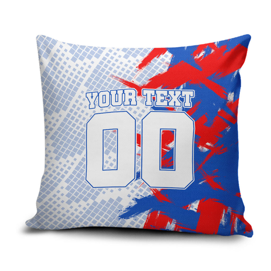 Personalized England Football Pillow Cover Fierce Lion Mascot Abstract Brush Stroke