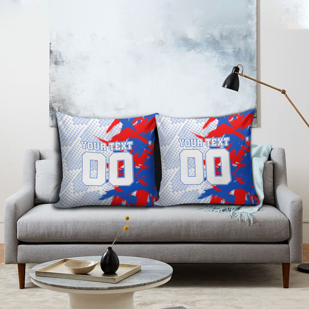 Personalized England Football Pillow Cover Fierce Lion Mascot Abstract Brush Stroke