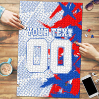 Personalized England Football Puzzle Fierce Lion Mascot Abstract Brush Stroke