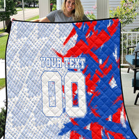 Personalized England Football Quilt Fierce Lion Mascot Abstract Brush Stroke