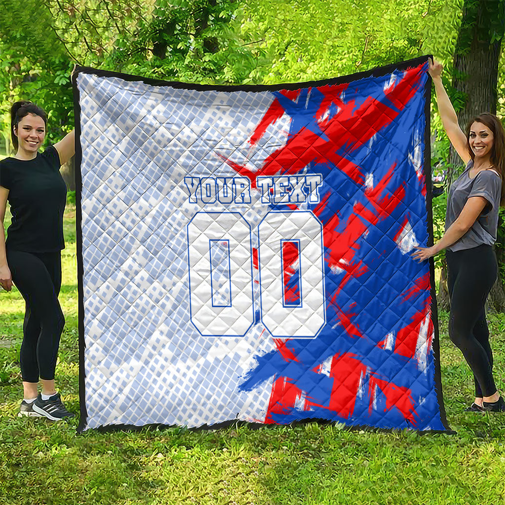 Personalized England Football Quilt Fierce Lion Mascot Abstract Brush Stroke