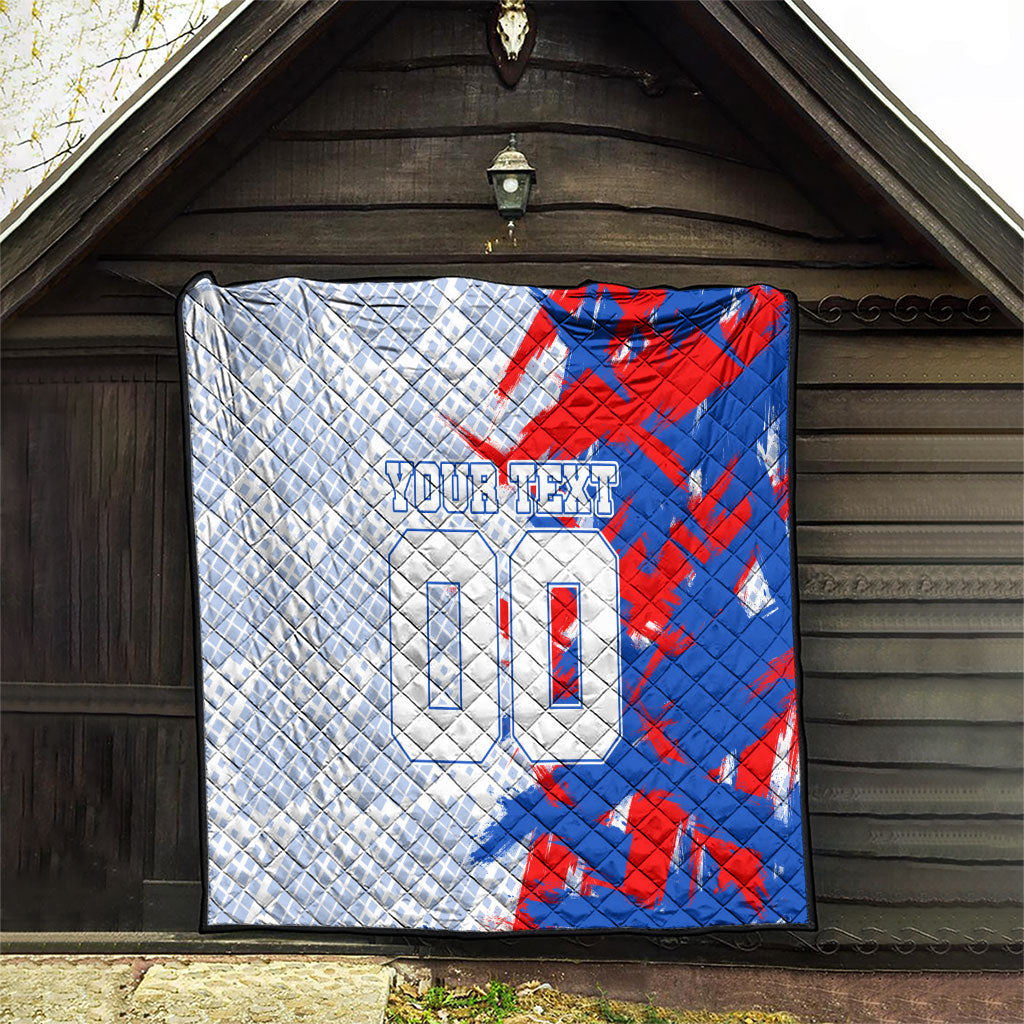 Personalized England Football Quilt Fierce Lion Mascot Abstract Brush Stroke