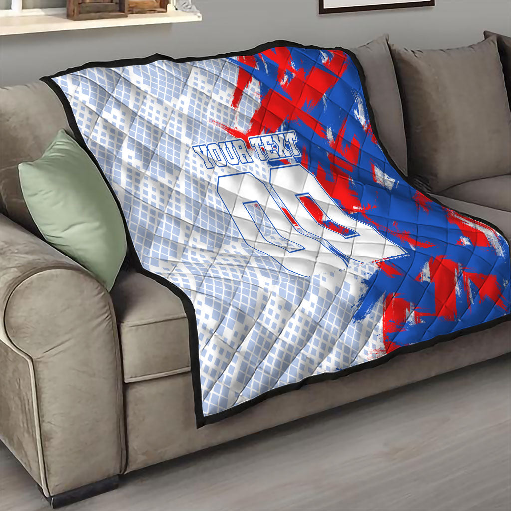 Personalized England Football Quilt Fierce Lion Mascot Abstract Brush Stroke
