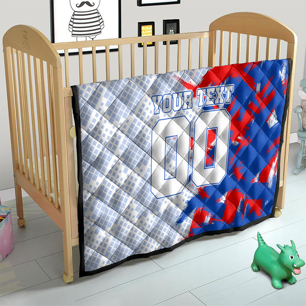 Personalized England Football Quilt Fierce Lion Mascot Abstract Brush Stroke