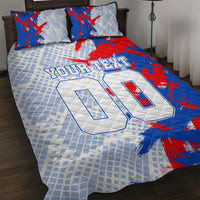 Personalized England Football Quilt Bed Set Fierce Lion Mascot Abstract Brush Stroke