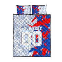 Personalized England Football Quilt Bed Set Fierce Lion Mascot Abstract Brush Stroke