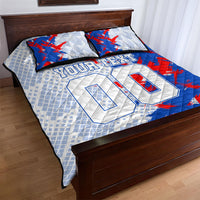Personalized England Football Quilt Bed Set Fierce Lion Mascot Abstract Brush Stroke