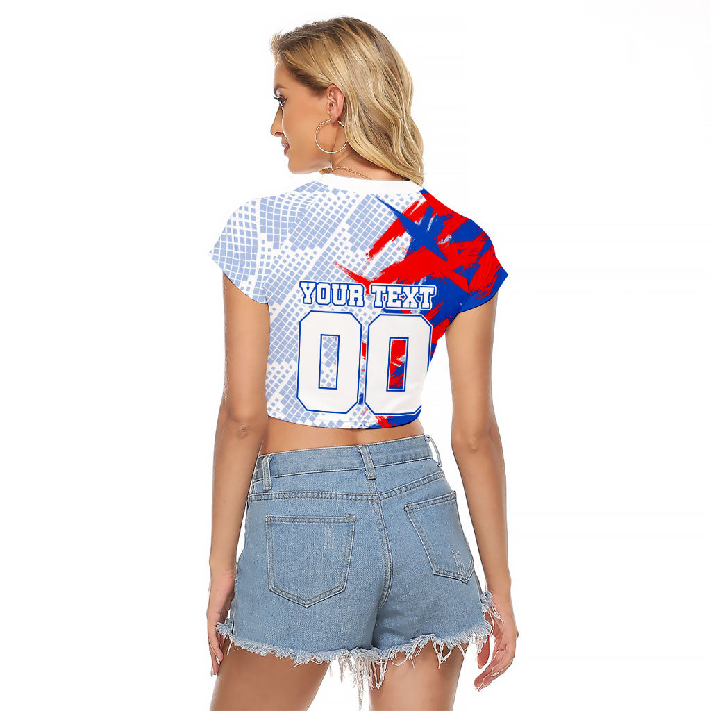 Personalized England Football Raglan Cropped T Shirt Fierce Lion Mascot Abstract Brush Stroke