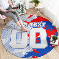 Personalized England Football Round Carpet Fierce Lion Mascot Abstract Brush Stroke