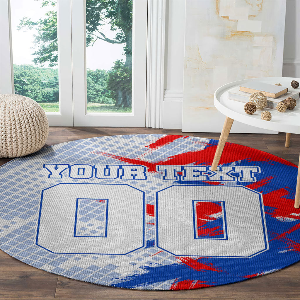 Personalized England Football Round Carpet Fierce Lion Mascot Abstract Brush Stroke