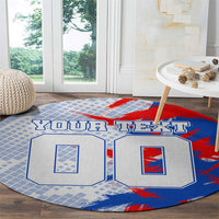 Personalized England Football Round Carpet Fierce Lion Mascot Abstract Brush Stroke