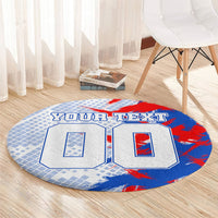 Personalized England Football Round Carpet Fierce Lion Mascot Abstract Brush Stroke