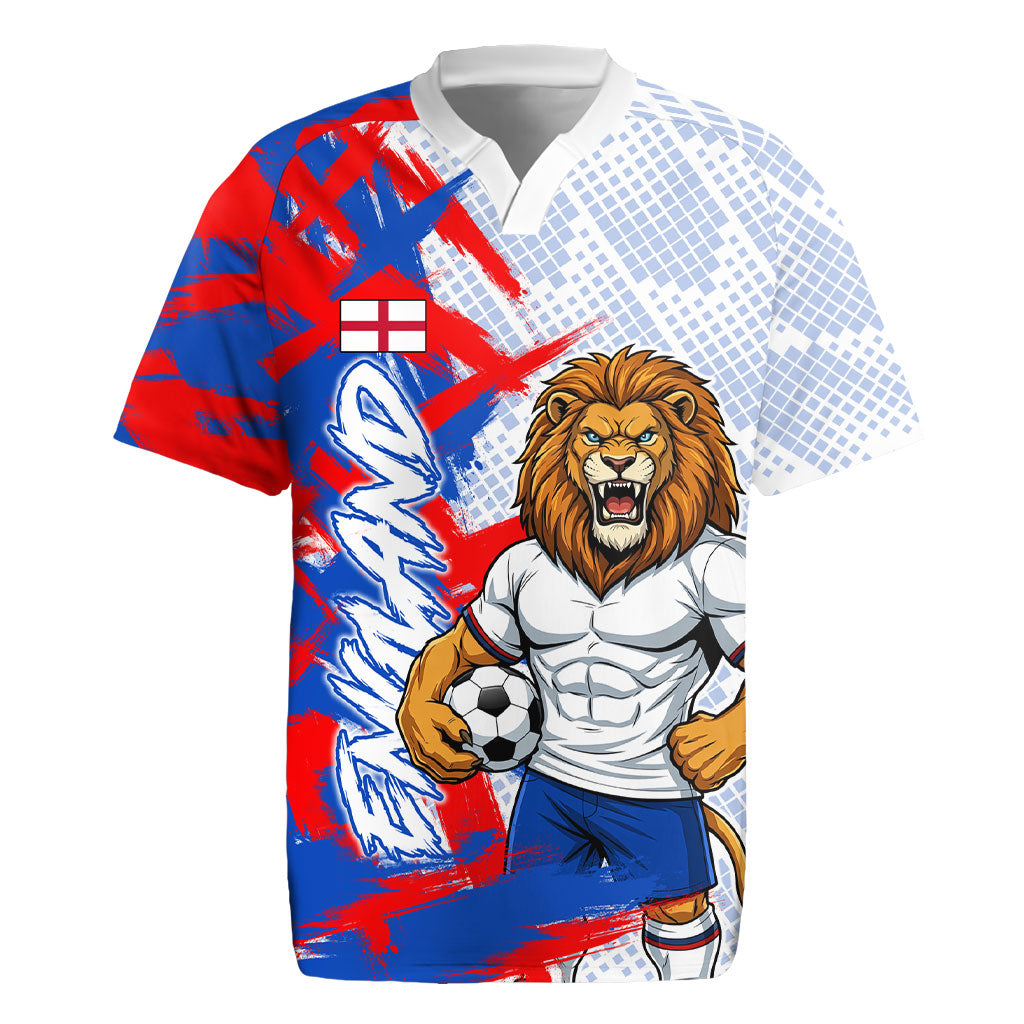 Personalized England Football Rugby Jersey Fierce Lion Mascot Abstract Brush Stroke