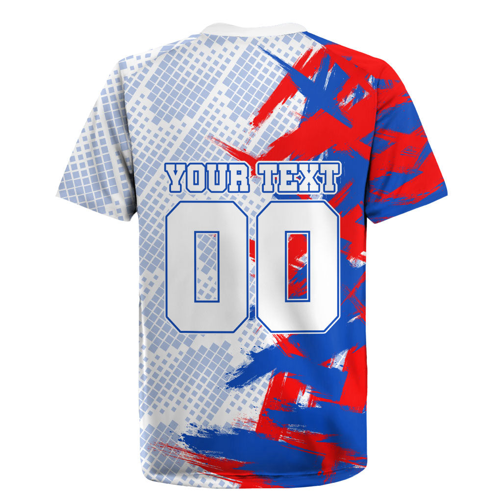 Personalized England Football Rugby Jersey Fierce Lion Mascot Abstract Brush Stroke