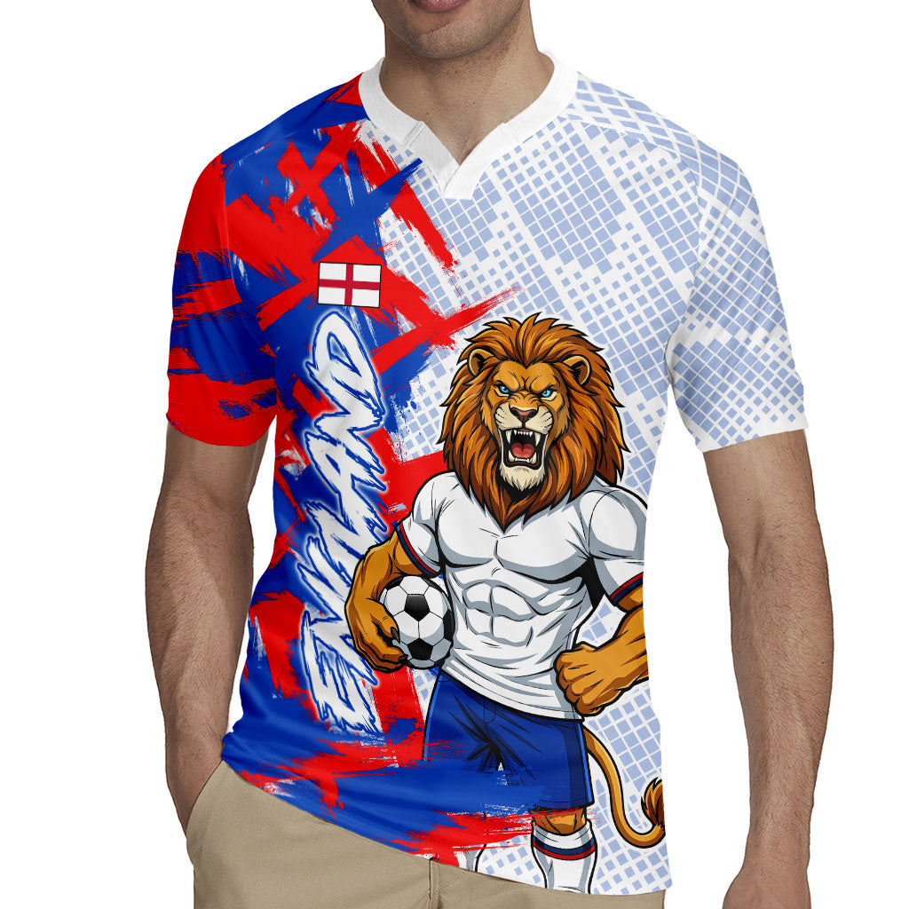 Personalized England Football Rugby Jersey Fierce Lion Mascot Abstract Brush Stroke