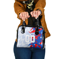 Personalized England Football Shoulder Handbag Fierce Lion Mascot Abstract Brush Stroke