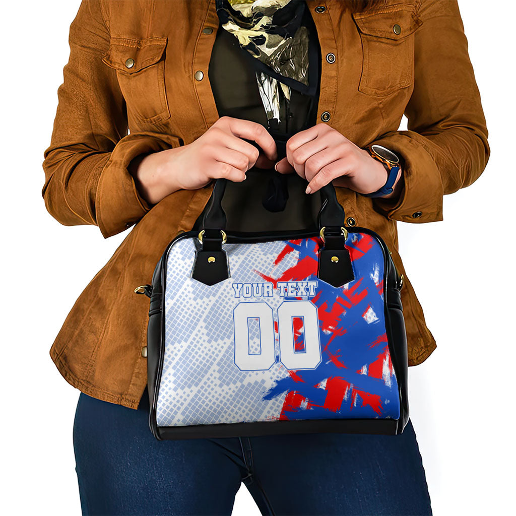 Personalized England Football Shoulder Handbag Fierce Lion Mascot Abstract Brush Stroke
