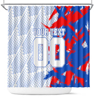 Personalized England Football Shower Curtain Fierce Lion Mascot Abstract Brush Stroke