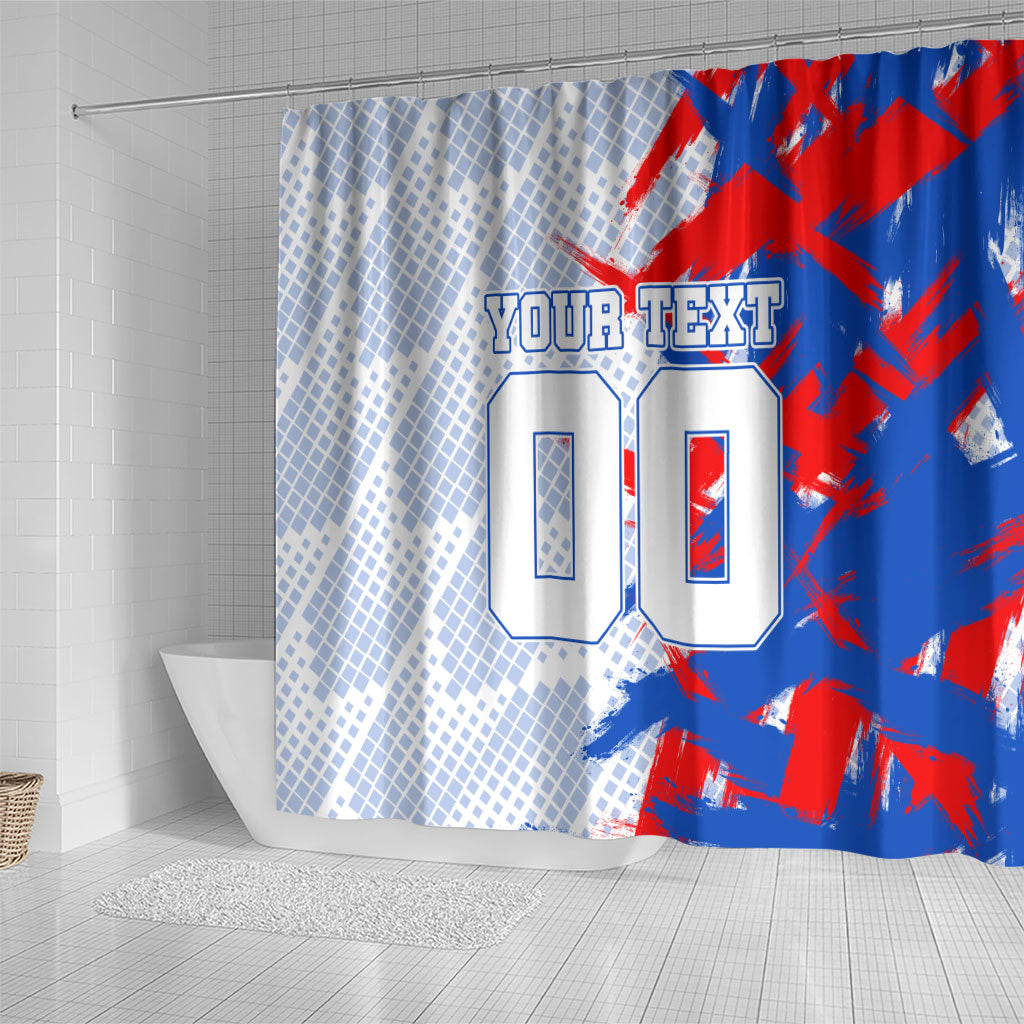 Personalized England Football Shower Curtain Fierce Lion Mascot Abstract Brush Stroke