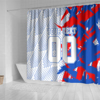 Personalized England Football Shower Curtain Fierce Lion Mascot Abstract Brush Stroke