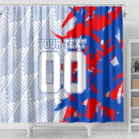 Personalized England Football Shower Curtain Fierce Lion Mascot Abstract Brush Stroke