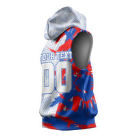 Personalized England Football Sleeveless Hoodie Fierce Lion Mascot Abstract Brush Stroke