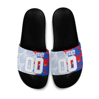 Personalized England Football Slide Sandals Fierce Lion Mascot Abstract Brush Stroke