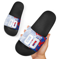 Personalized England Football Slide Sandals Fierce Lion Mascot Abstract Brush Stroke