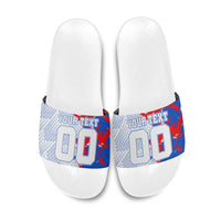 Personalized England Football Slide Sandals Fierce Lion Mascot Abstract Brush Stroke
