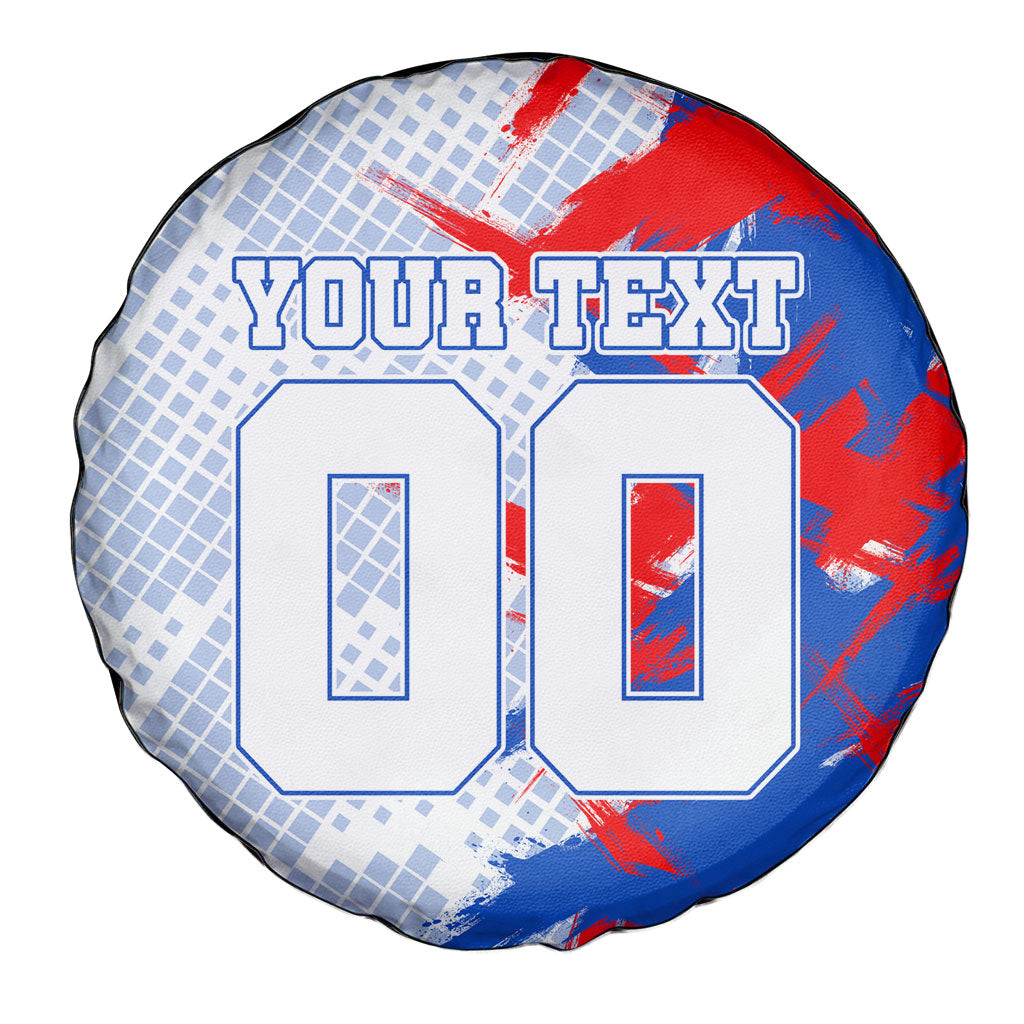 Personalized England Football Spare Tire Cover Fierce Lion Mascot Abstract Brush Stroke