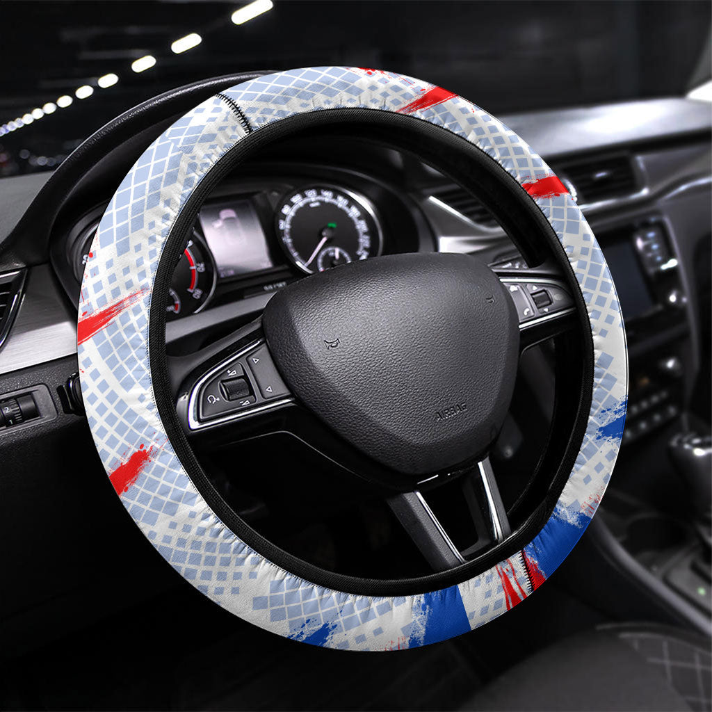 England Football Steering Wheel Cover Fierce Lion Mascot Abstract Brush Stroke