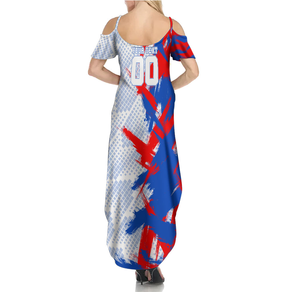 Personalized England Football Summer Maxi Dress Fierce Lion Mascot Abstract Brush Stroke